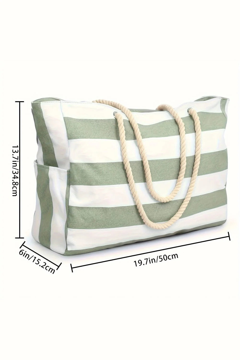 Striped Canvas Large Tote Bag