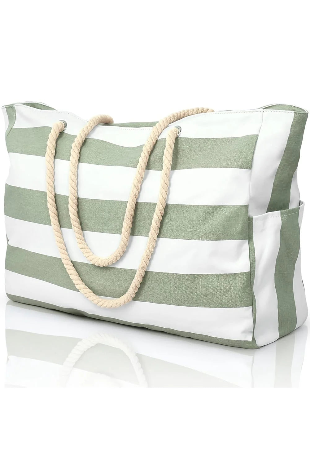 Striped Canvas Large Tote Bag