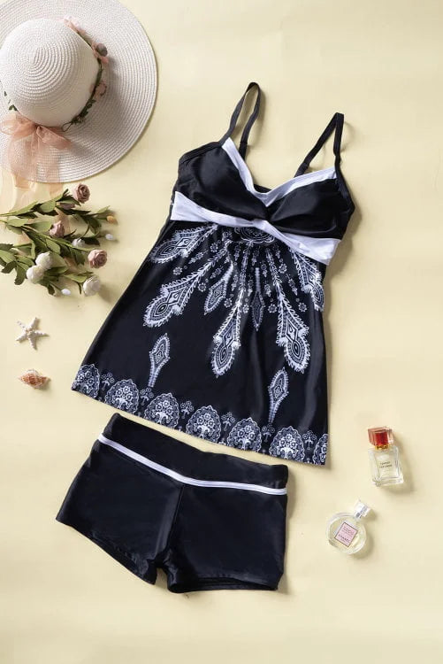 Twisted Pleated Bust Tankini