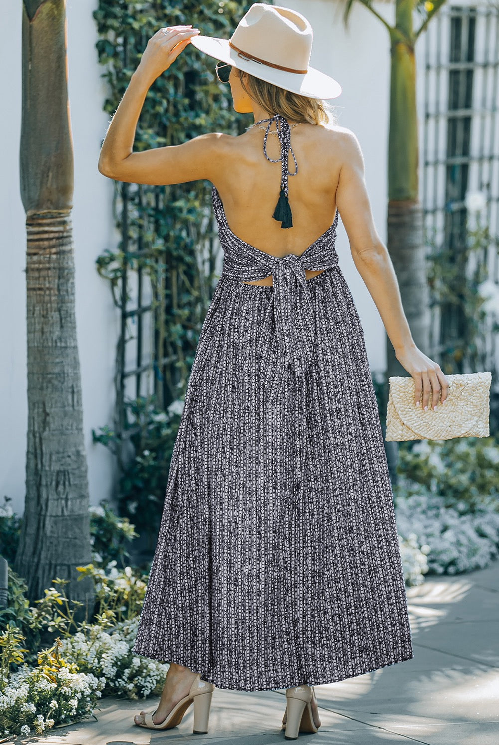 Field Day Halter Backless Maxi Dress