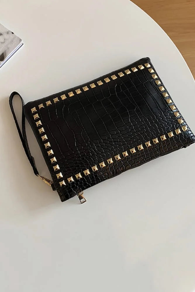 Crocodile Pattern Studded Sling Bag