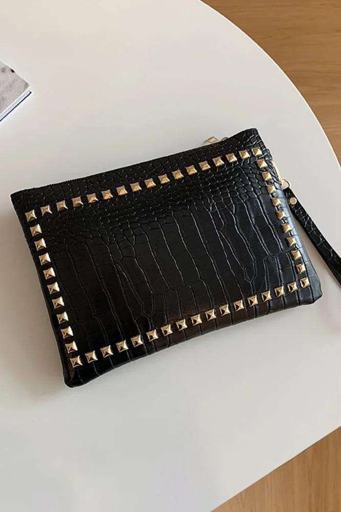 Crocodile Pattern Studded Sling Bag