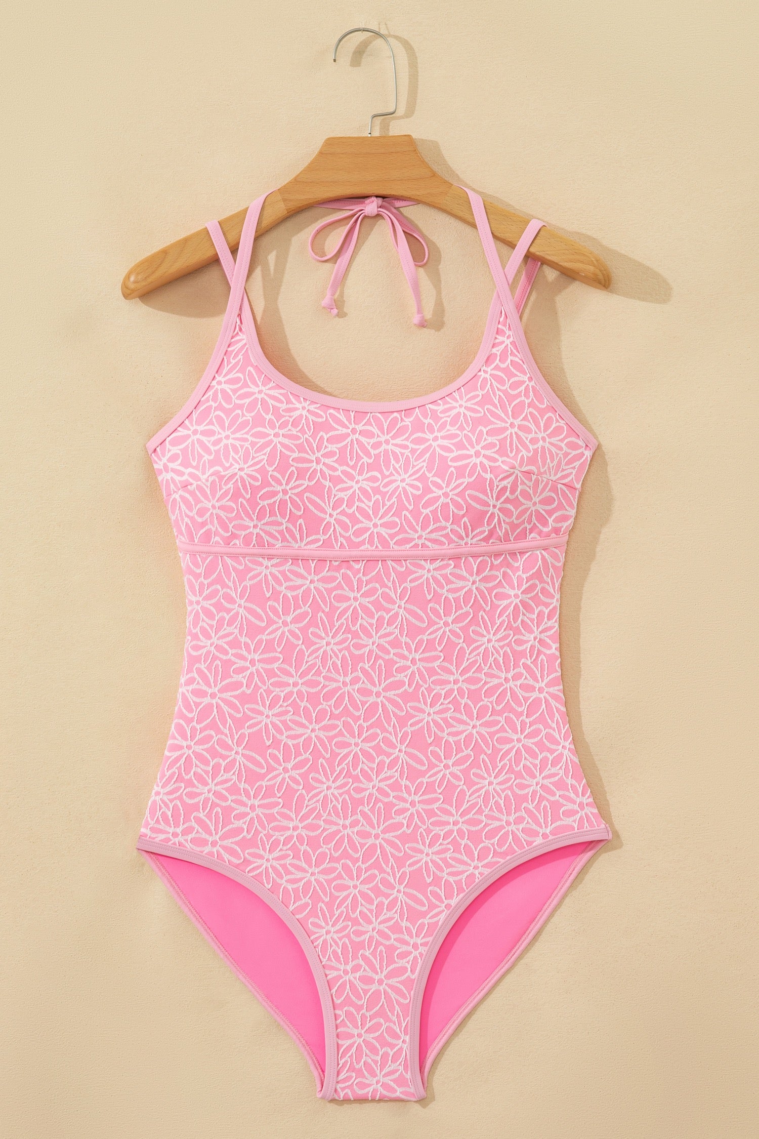 Floral Textured Halter Monokini
