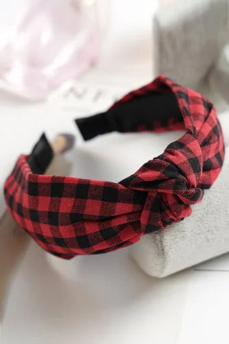 Plaid Knotted Vintage Headband