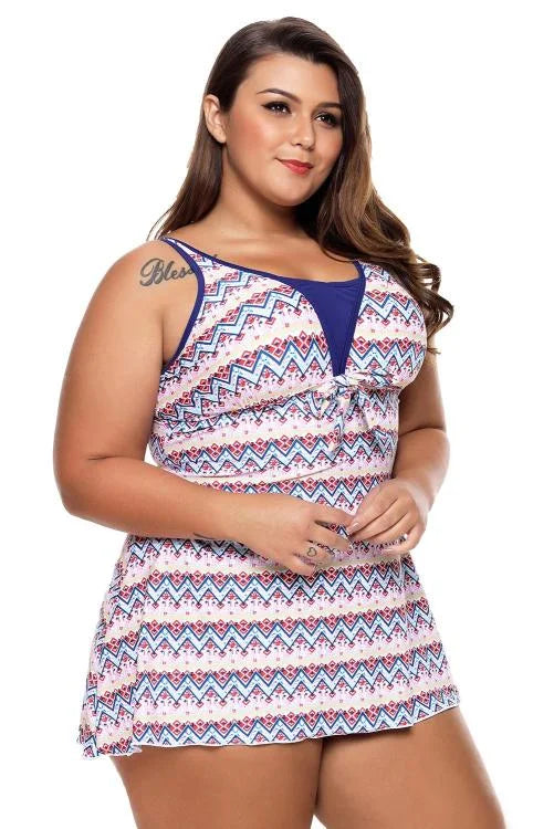 Aztec Print Shorts Tankini Set