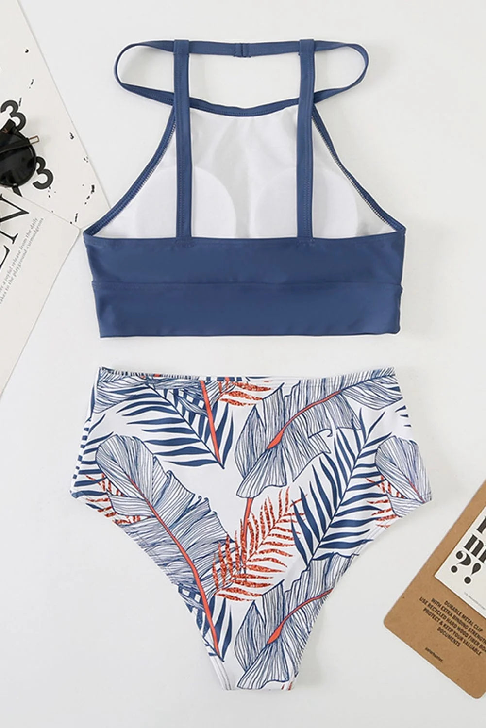 High Waist Leaf Print Bikini Set