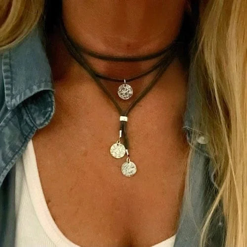 Vintage Disc Pendant Necklace