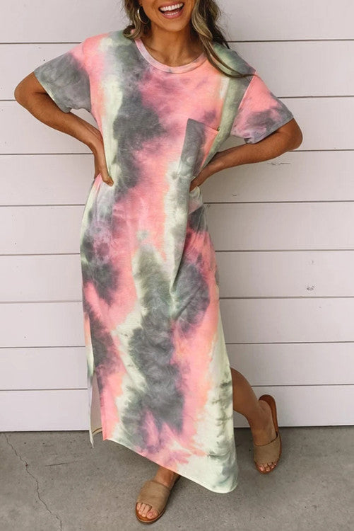 Gray Tie Dye Maxi Dress