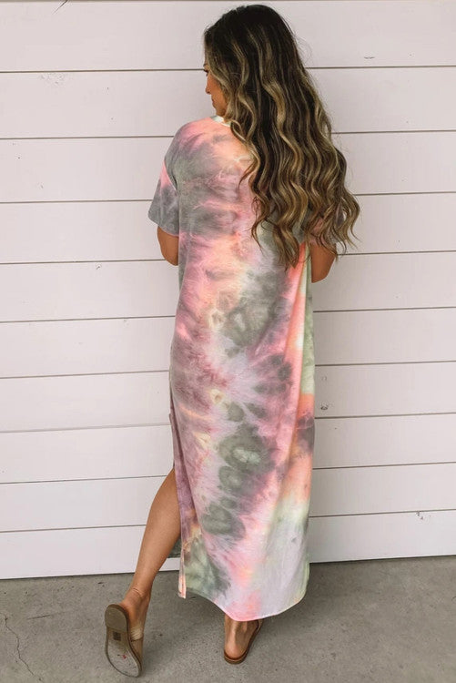 Gray Tie Dye Maxi Dress