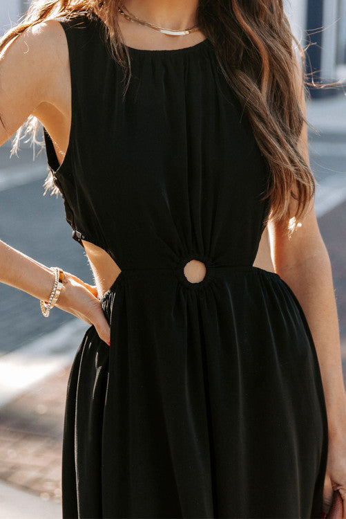 Black Side Cutout Maxi Dress