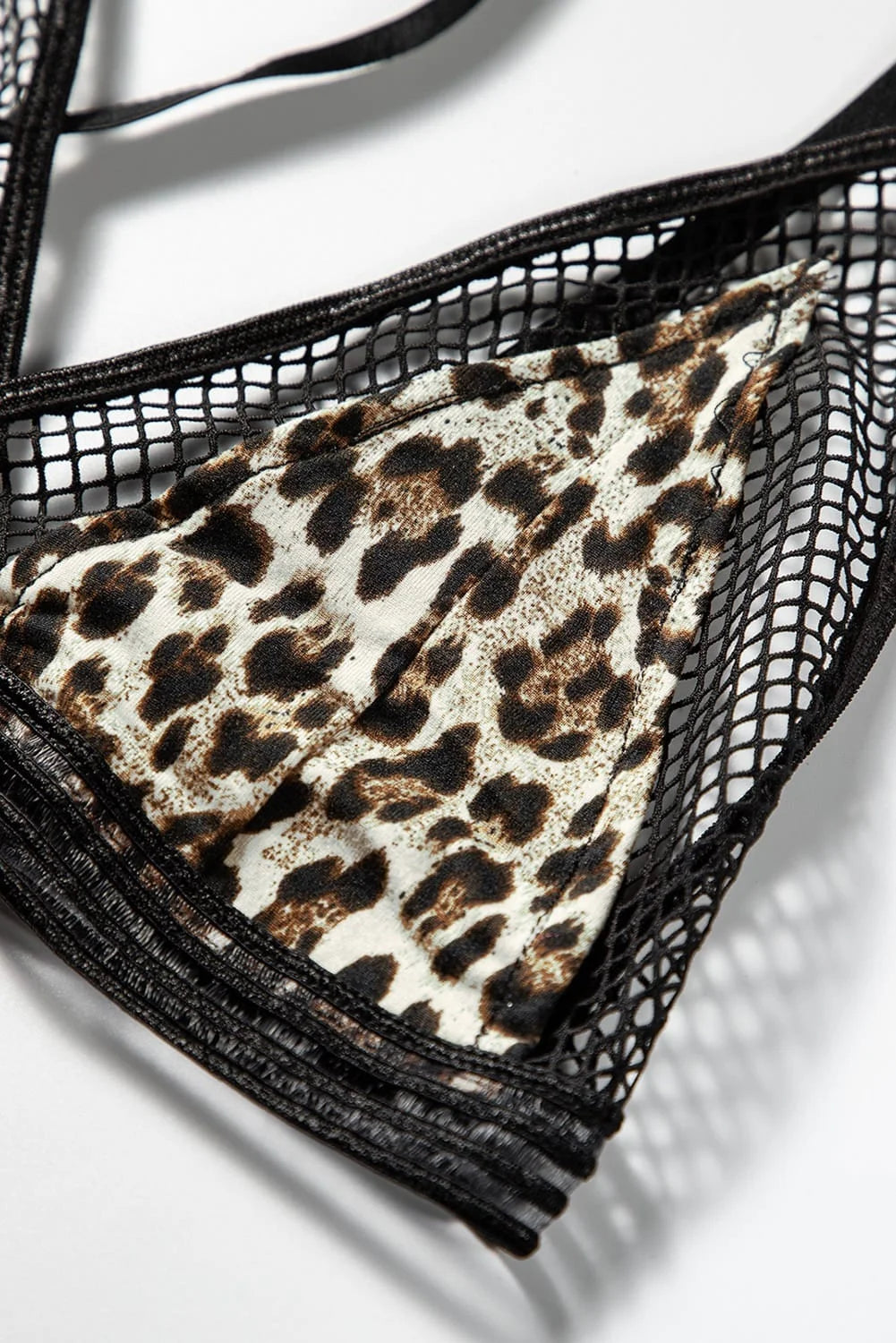 Leopard Mesh Patchwork Lingerie Set