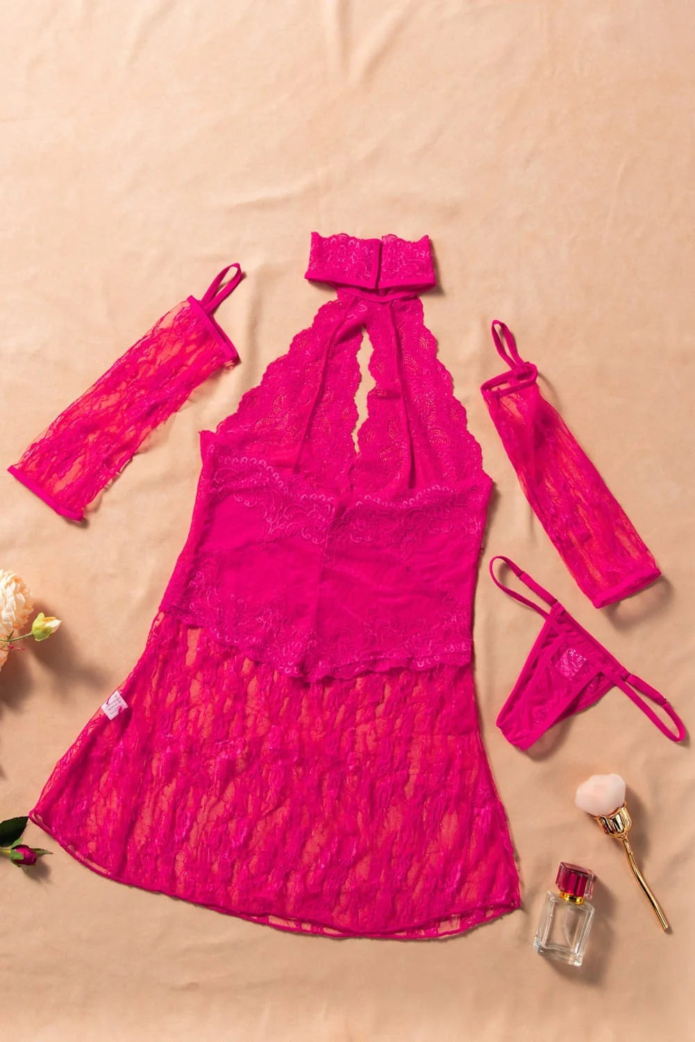 Exquisite Babydoll with Thong &amp; Gloves