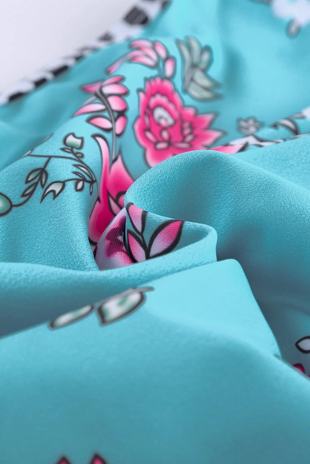Printed Smocked High Waist Bikini