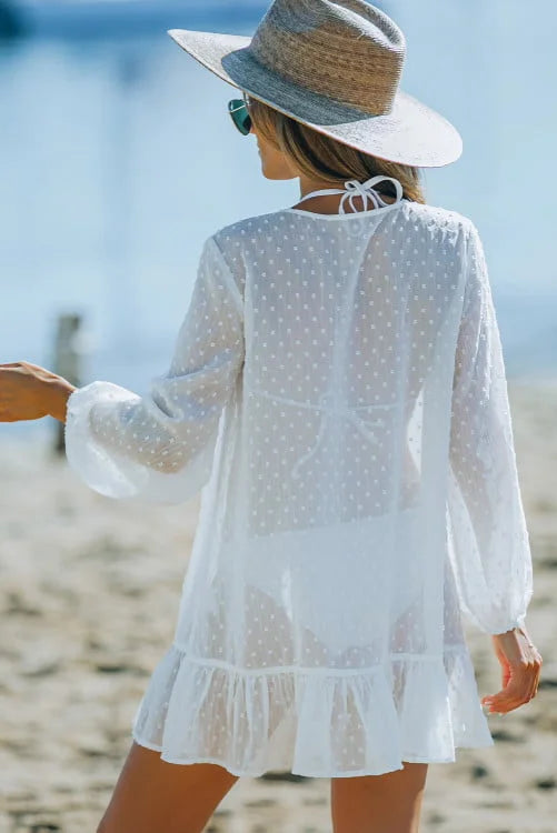 Swiss Dot Crochet Beach Cover Up