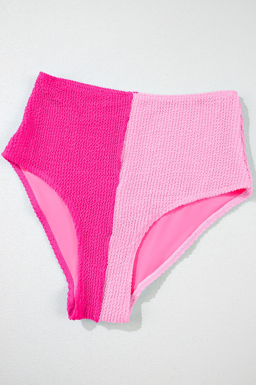 Pink Colour block High Waist Bikini