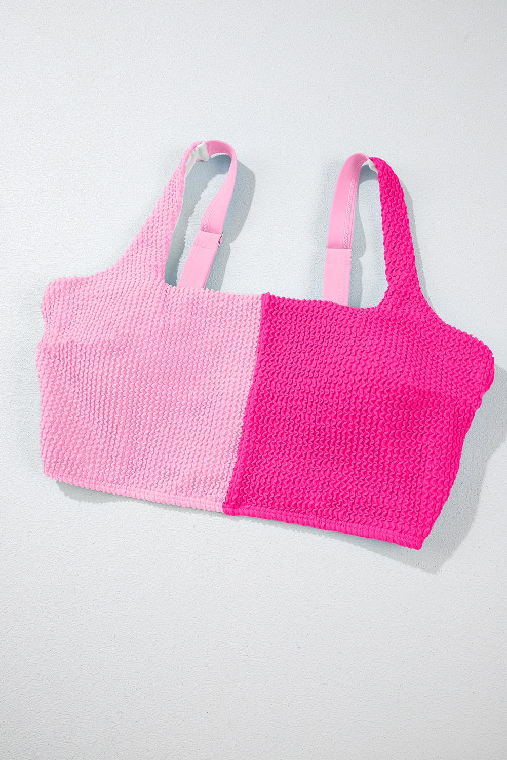 Pink Colour block High Waist Bikini