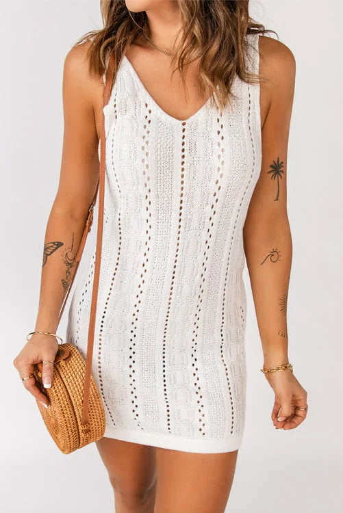 Crochet beach cover up dress for women with lightweight breathable design, perfect for bikini layering, resort wear, tropical vacations, and summer beach fashion.