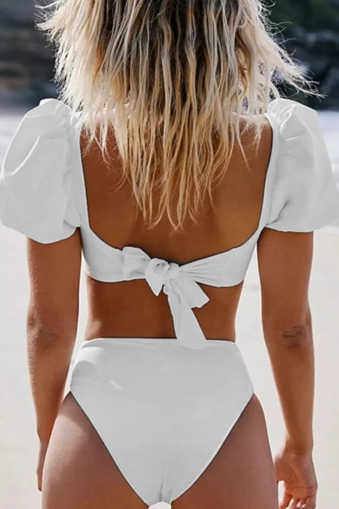 Buy Bubble Sleeves High-Waist Bikini