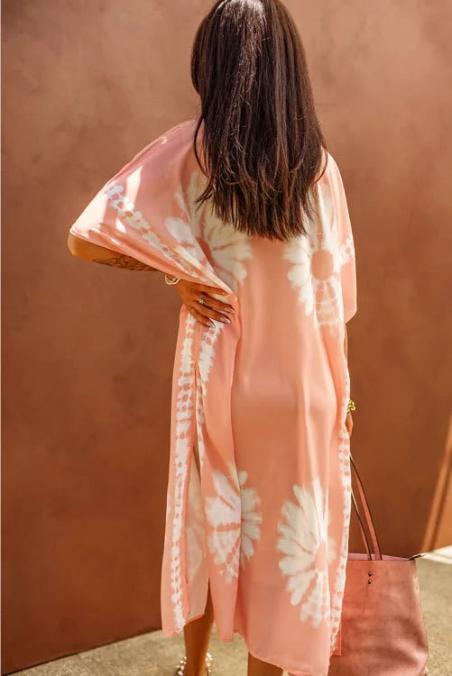 Tie-dye Kimono with Slits Cover Up