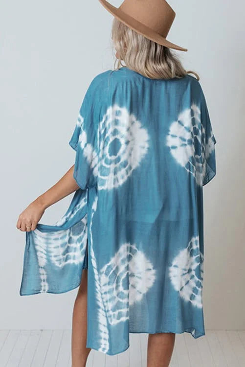 Tie-dye Kimono with Slits Cover Up
