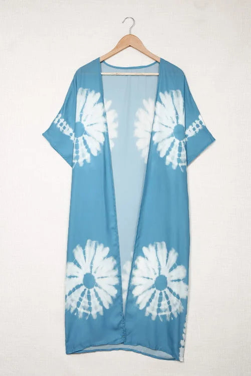 Tie-dye Kimono with Slits Cover Up
