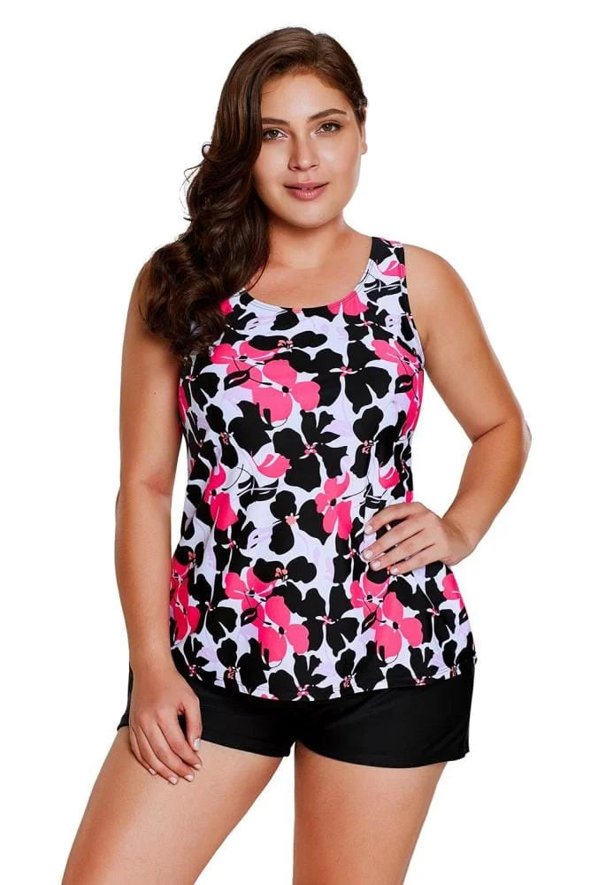 Floral Tankini Top &amp; Shorts Swimsuit