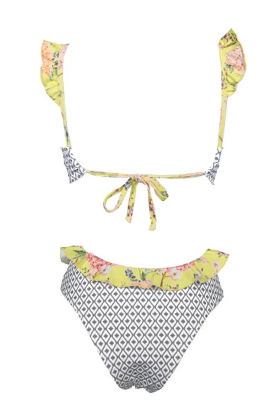 Geometric Print Ruffles Cutout Monokini