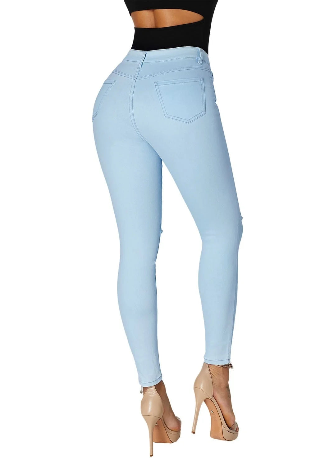 Slit Knee Denim Pants