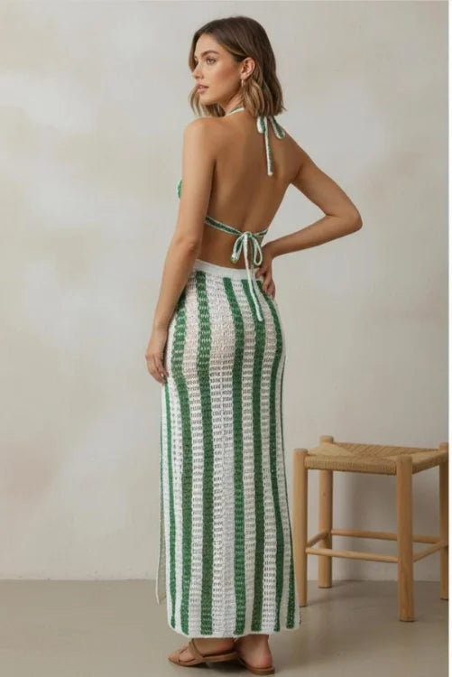 Halter neck cutout knitted dress