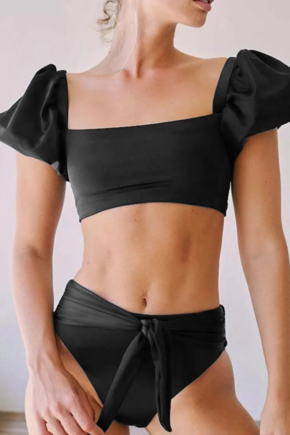 Buy Bubble Sleeves High-Waist Bikini