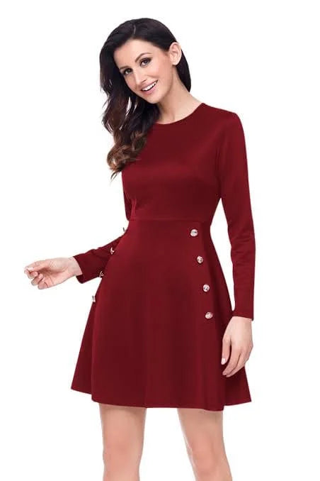 Button Side Skater Dress