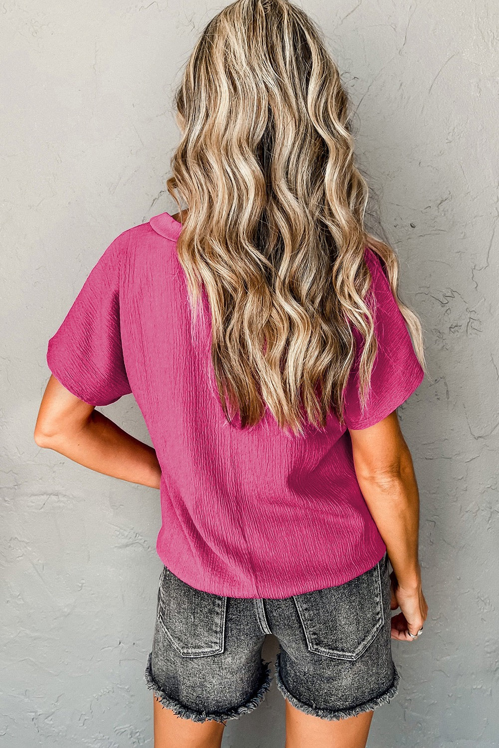 Crinkled Wide Sleeve T shirt