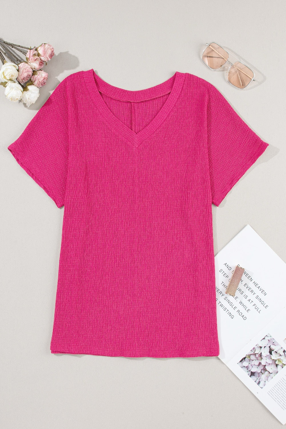 Crinkled Wide Sleeve T shirt