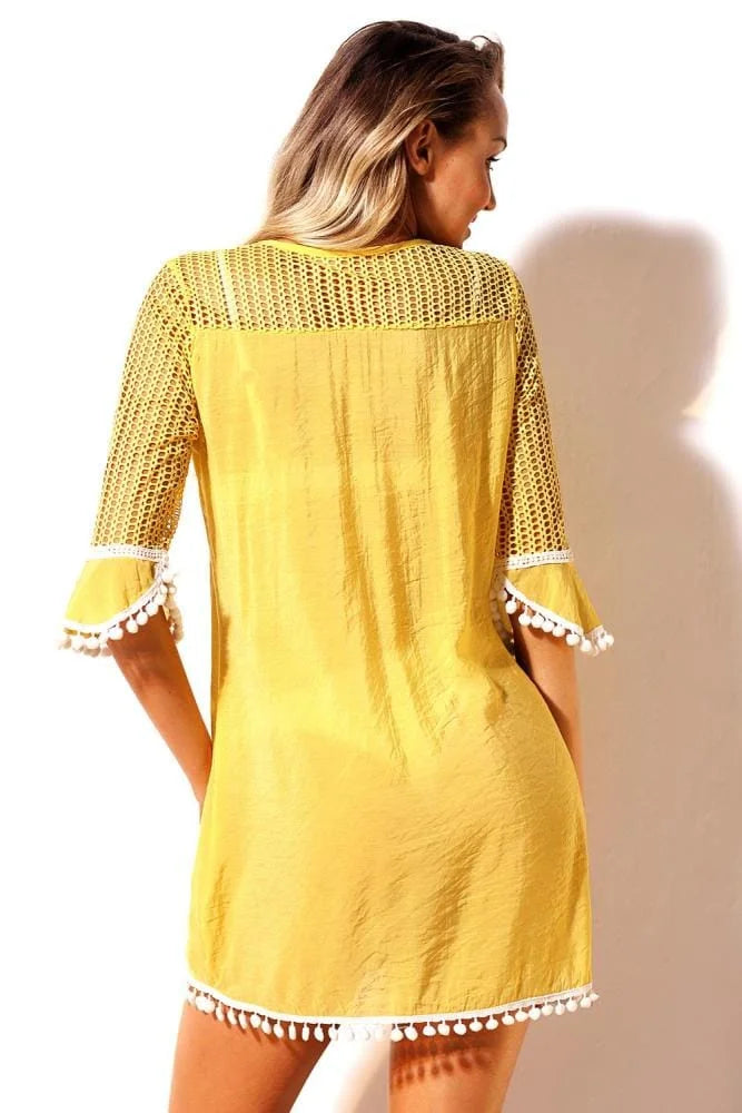 Pom Pom Trim Beach Coverup