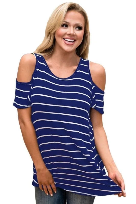 Striped Cold Shoulder Top