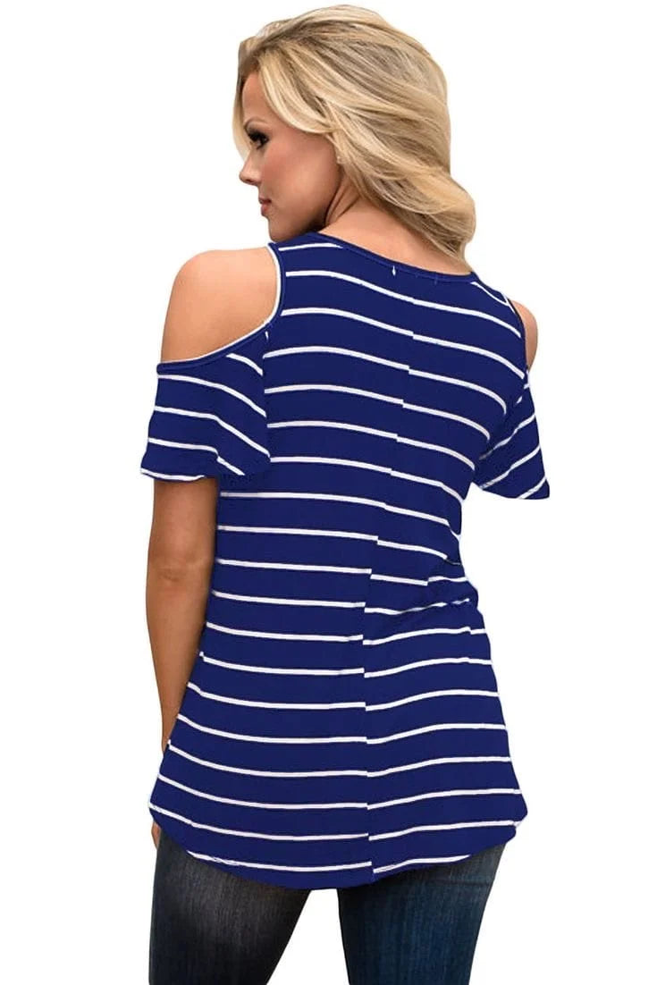 Striped Cold Shoulder Top