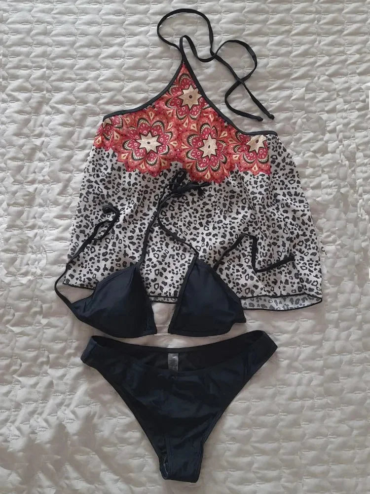 Bay Bikini Set with Floral Printed Sarong