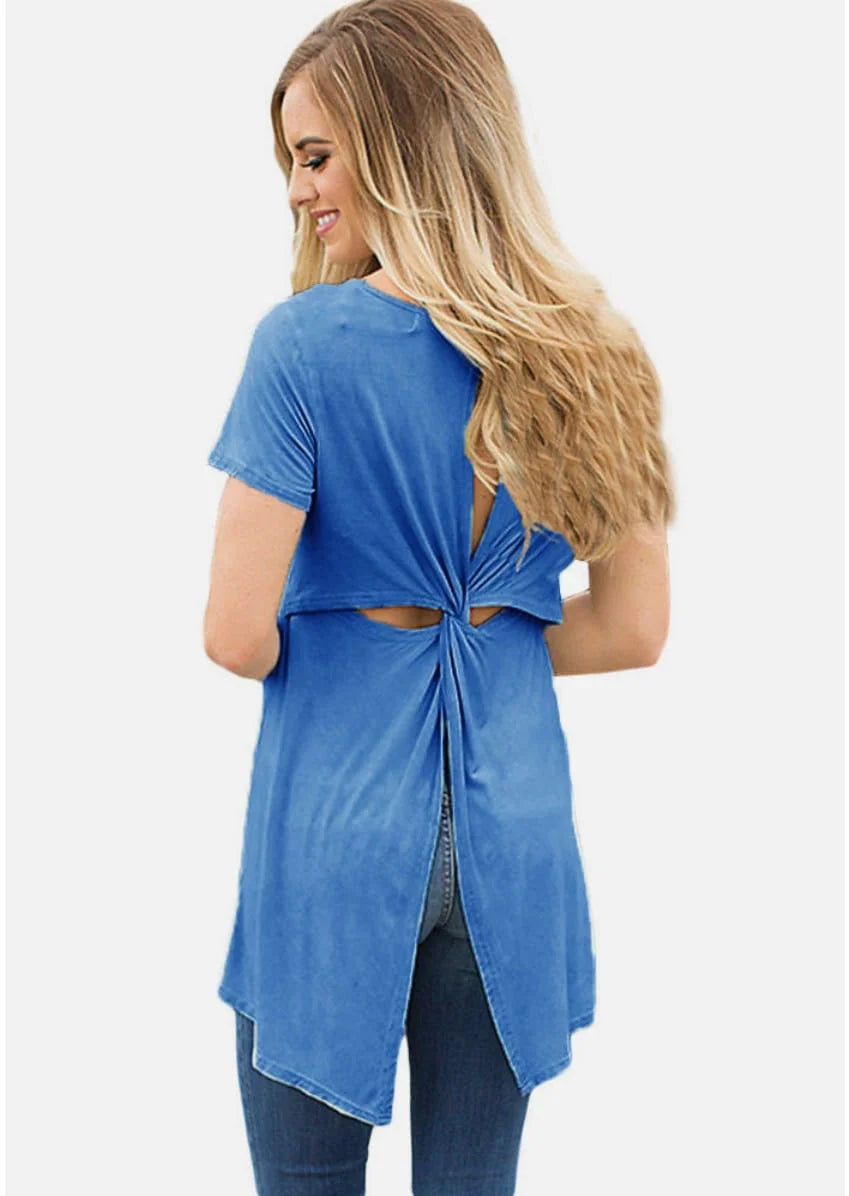 Twist Cutout Back T Shirt