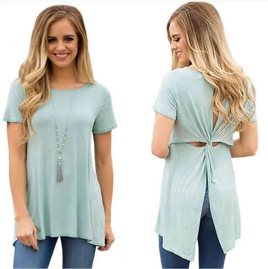 Twist Cutout Back T Shirt