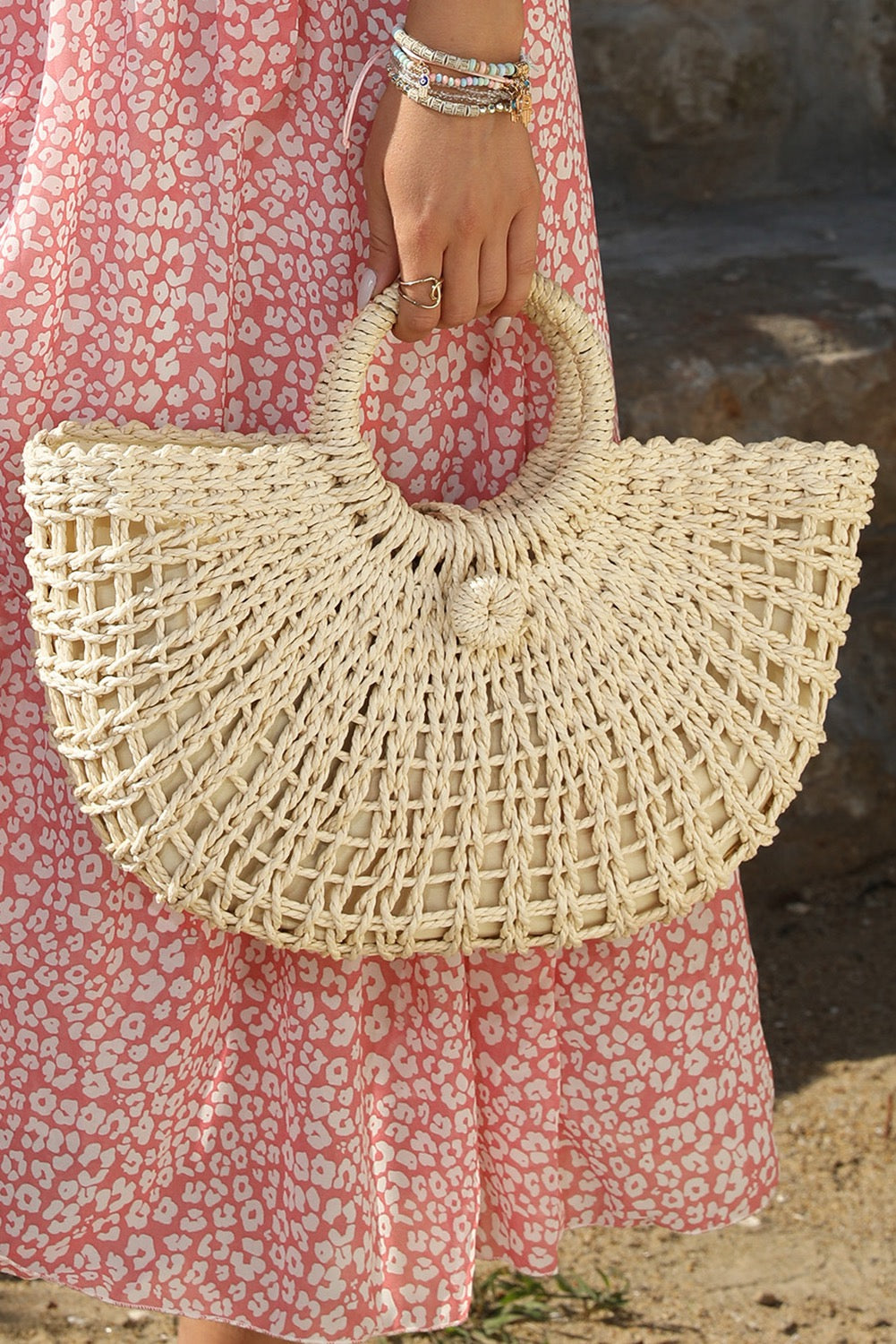 Coastal Chic Bamboo Crescent Handbag