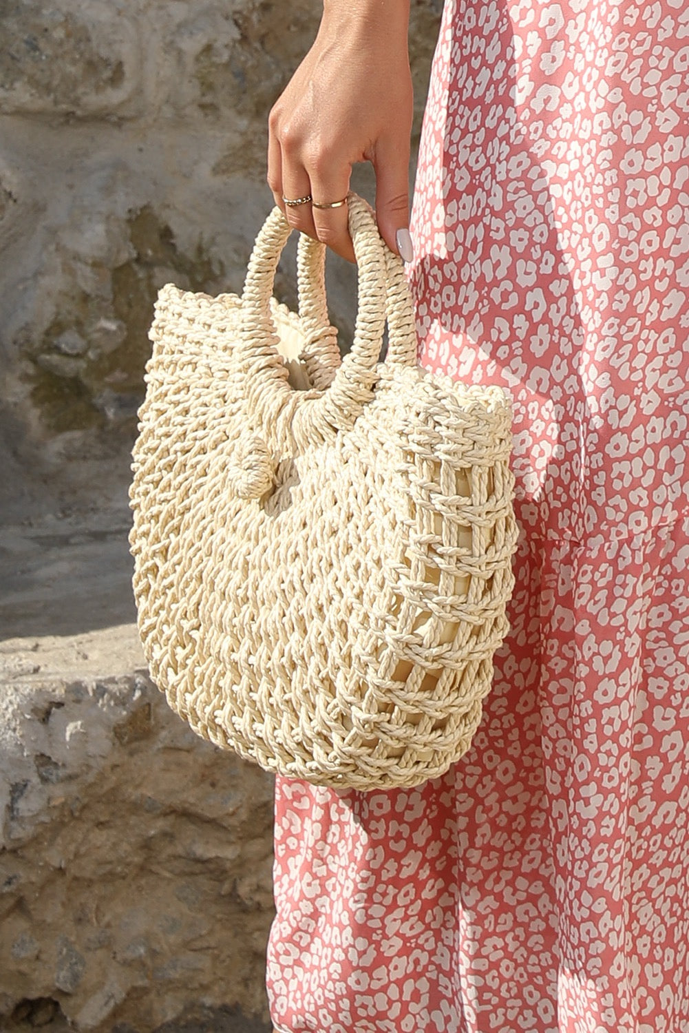 Coastal Chic Bamboo Crescent Handbag