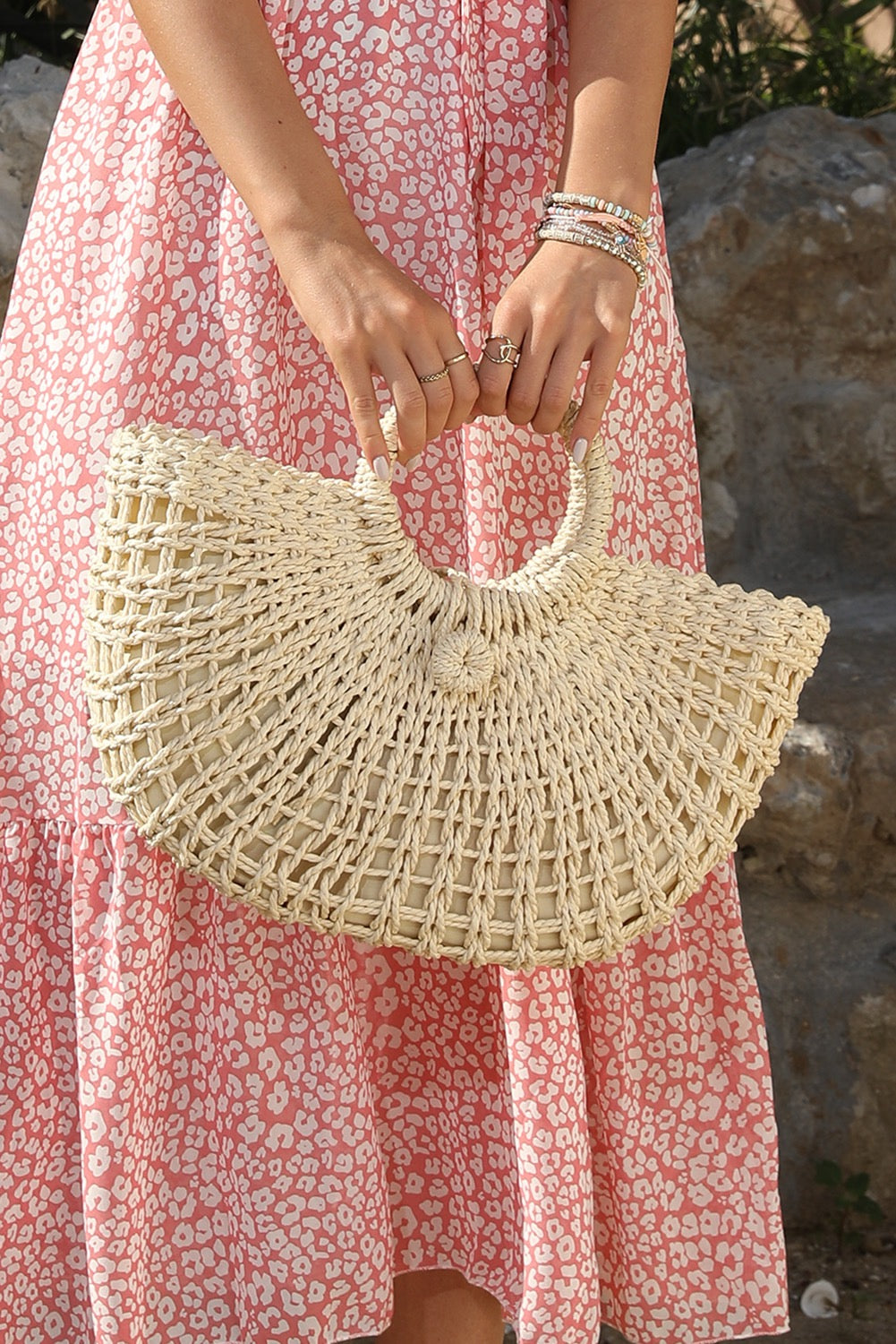Coastal Chic Bamboo Crescent Handbag