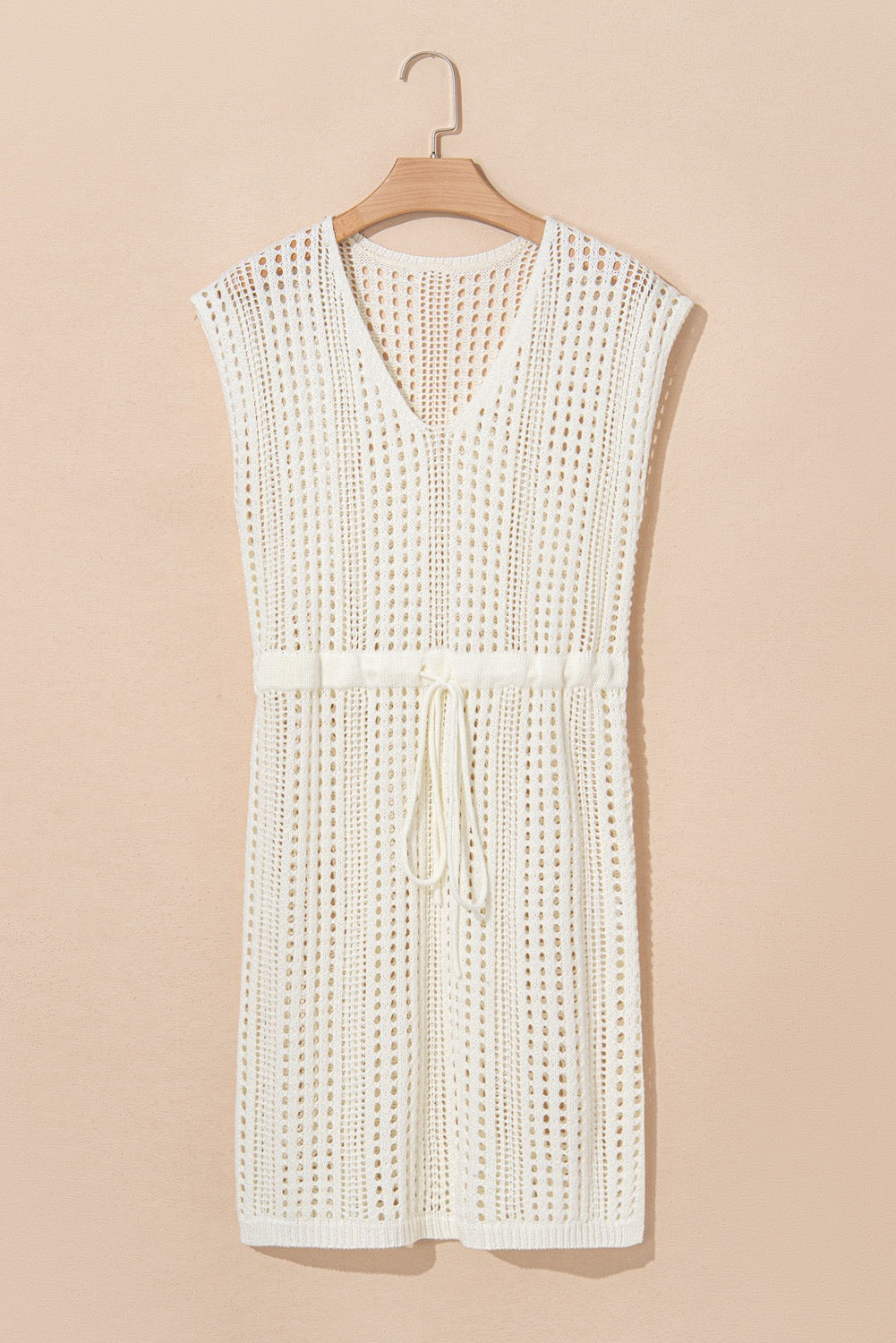 Boho Crochet Beach Cover-Up Mini Dress