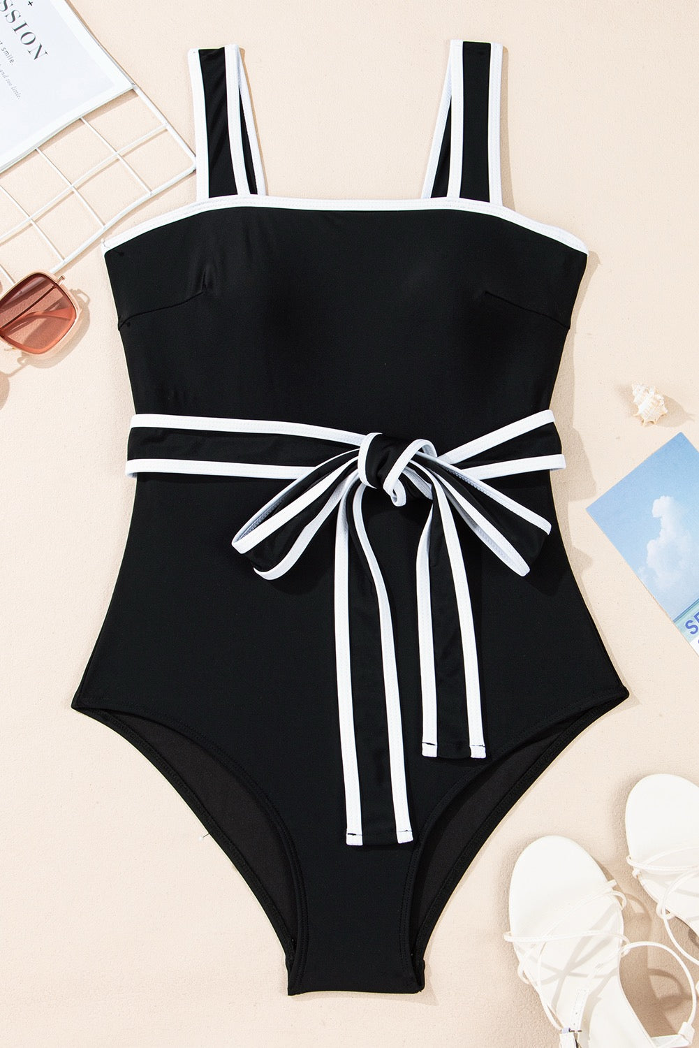 Colour block Edge Belted Monokini