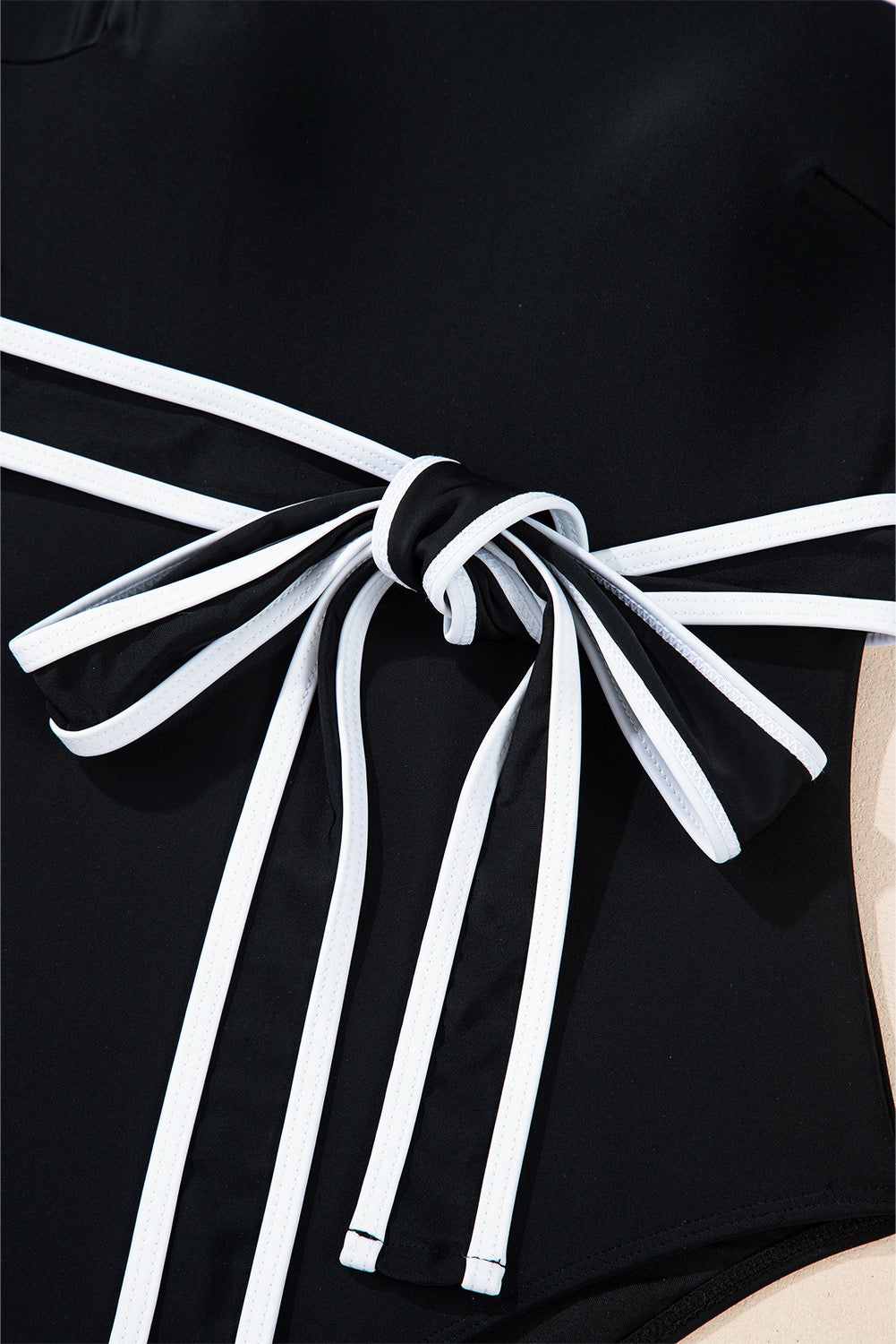 Colour block Edge Belted Monokini