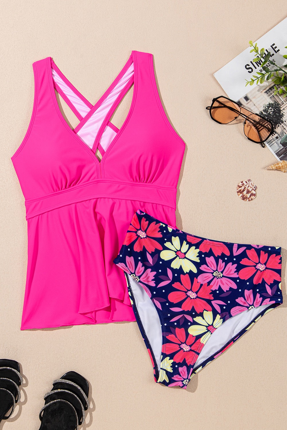 Ruffle Floral Tankini