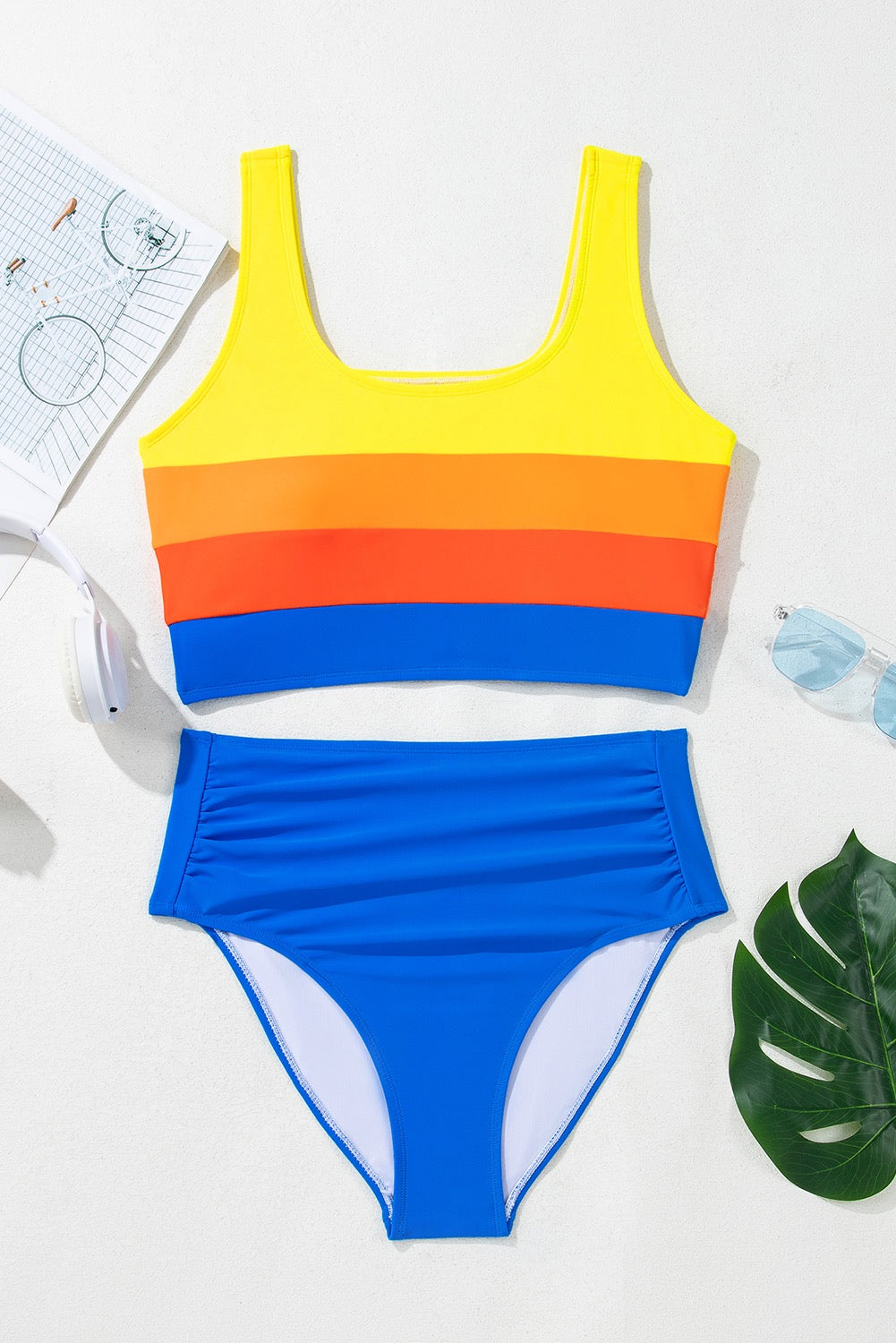 Neon Waves Two-Piece Swimsuit