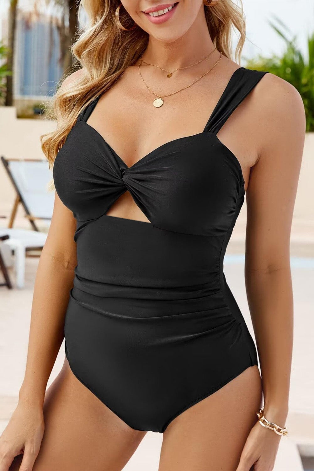 Twist Front Bowknot Backless Monokini