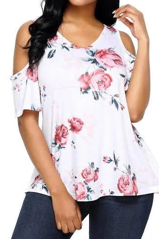 Floral Shoulder Cut Top
