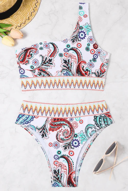 Buy Boho Print One Shoulder Bikini Set